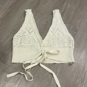 Jolie & Joy Cream Lace Knit Crop Top